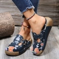 thumbnail image 5 of Womens Flat Sandals- Casual Open Toe Hollow Summer Slide Sandals #148 Blue, 5 of 6