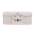 thumbnail image 1 of WASHWEPE 1Set Woven Storage Box White Plastic Lock Design Retro Style Storage Container for Home Organization, 1 of 8