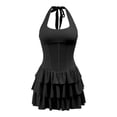thumbnail image 5 of DHFJKG Women Summer Halter Dresses Square Neck Tiered Mini Dress Sexy Slim Fit Sleeveless Solid Color Going Out Party Wear Versatile Dresses, 5 of 6