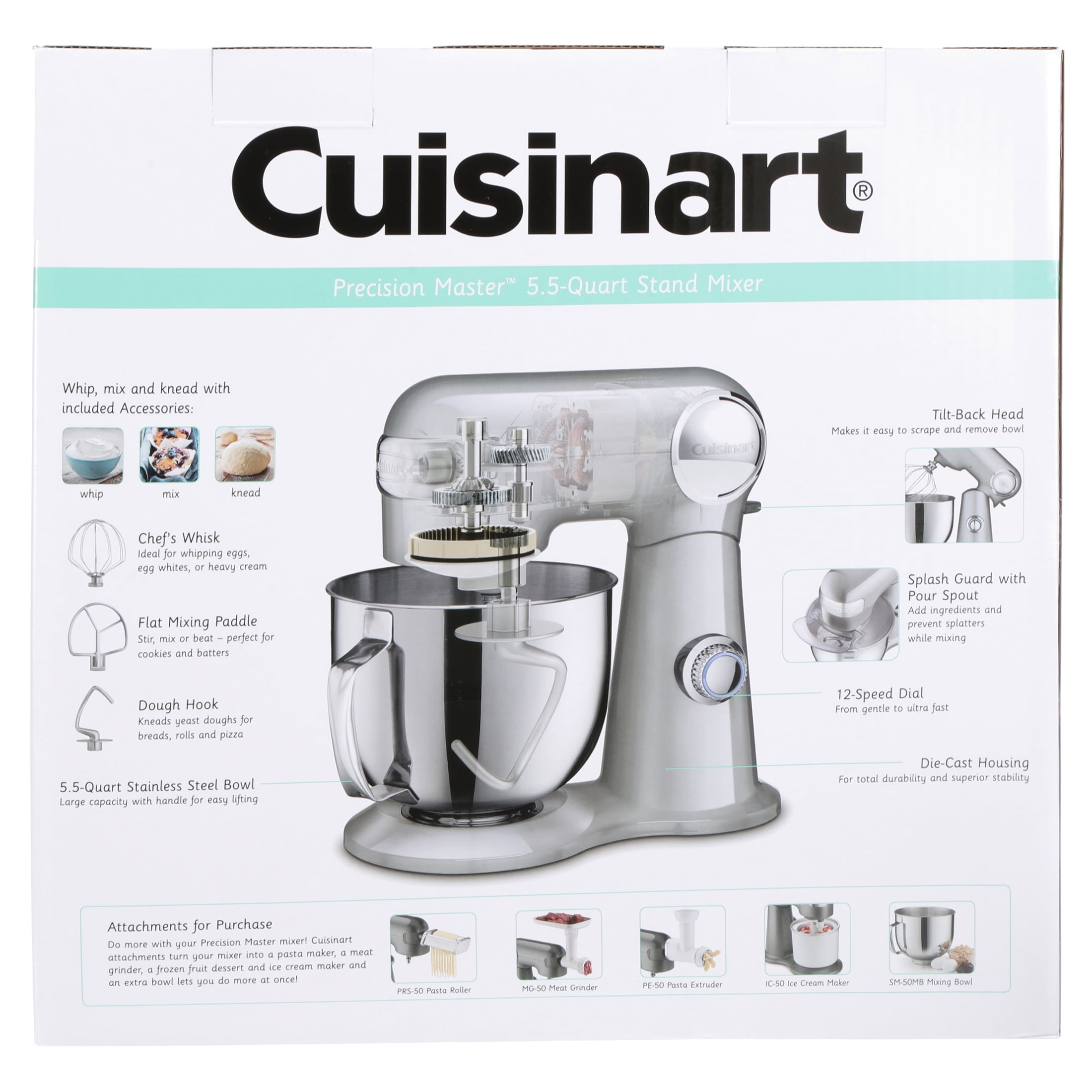 Cuisinart Precision 5.5-Quart Stand Mixer Attachment Set | Ice Cream Maker  + Pasta Extruder