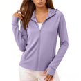 thumbnail image 2 of Women's Hooded Lightweight Full-Zip Sun Jacket - UPF 50+ Long Sleeve Athletic Hoodie, Outdoor Running & Hiking Windbreaker Purple XL, 2 of 6