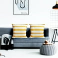 thumbnail image 6 of Decorative Throw Pillow Covers Set of 2 Chrome Yellow Pillow Covers 16x16 inch Throw Pillows Square Pillow Case,Farmhouse Modern Boho Striped Pillow Covers for Couch Sofa Outdoor, 6 of 7