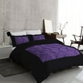 thumbnail image 2 of DNG Creations 3 Piece Two Tone Pinch Pleated Duvet Cover With Zipper Closure & Corner Ties 100% Egyptian Cotton ( Solid Black/ Purple - California King ), 2 of 3