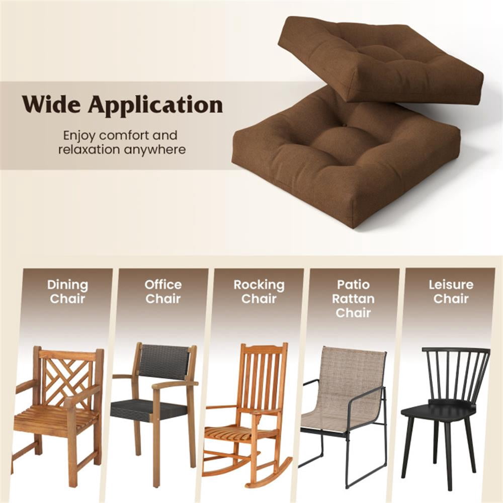 Spaco 21 Inch x 21 Inch Patio Chair Seat Cushion Pads for Indoor and Outdoor, Patio Chair Cushions, Outdoor Patio Furniture Cushions-Coffee