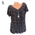 thumbnail image 1 of Camiseta de mujer con cuello en V, manga corta, camiseta de verano informal estampada, negro, S sidaley  AP001653-01, 1 of 6