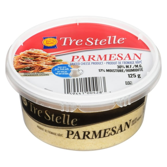 Produit de fromage parmesan râpé Tre Stelle 125 g