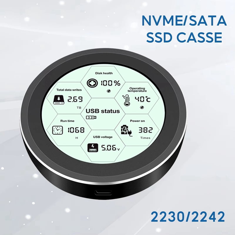 2230 2242 M.2 NVMe SSD Enclosure USB 3.2 20Gbps PCIe SSD Case M.2 NVME Enclosure Disk Box Tool Free Black