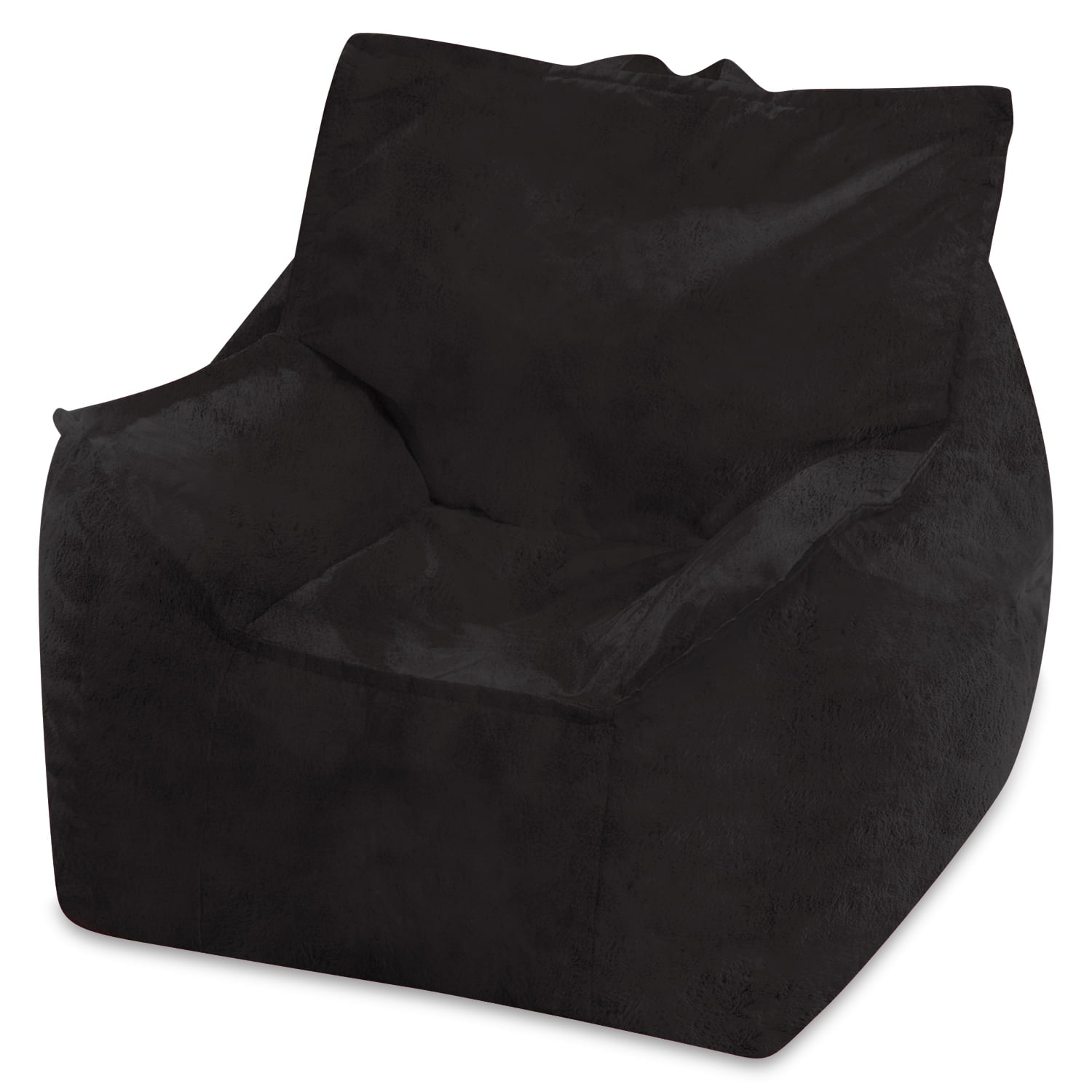 Posh Creations Newport Bean Bag Chair, Faux Rabbit Fur 2ft, Black
