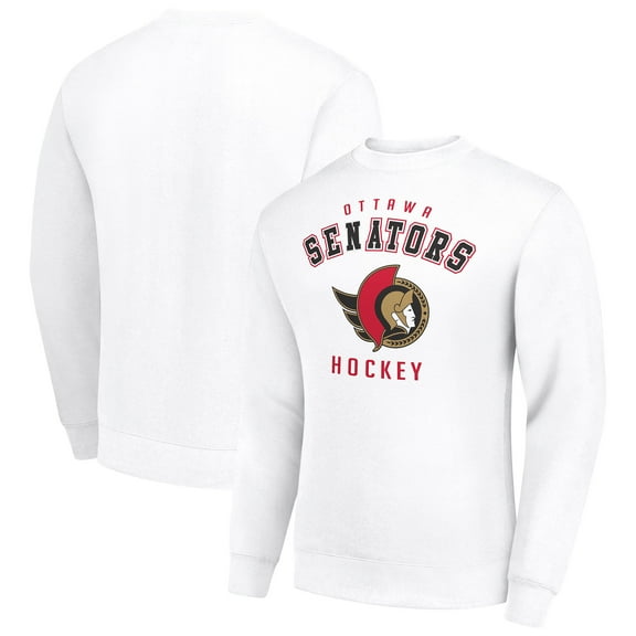 Men's Starter  White Ottawa Senators Team Logo Fleece Pullover Sweatshirt