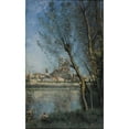thumbnail image 2 of Jean-Baptiste-Camille Corot 13x18 Black Ornate Wood Framed Double Matted Museum Art Print Titled - Mantes (In the Morning) (1865), 2 of 5
