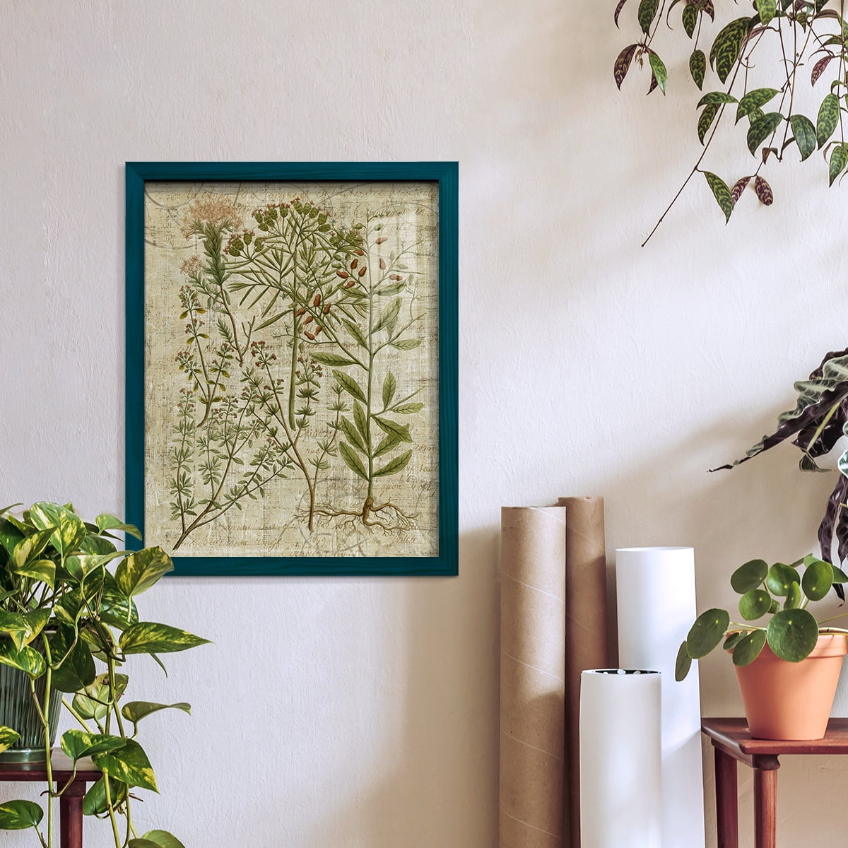 Garden Verses I -Framed Print w/glass-Ocean Blue