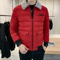 Fashion Lapel Fur Collar Warm Coat Fashion Parka Men Solid Color Slim