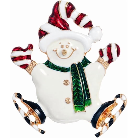 Rhinestone Christmas Snowman Brooch Pin for Women Unisex Silver Gold-Toned Enamel Pearl AB Crystal Cartoon Badges Brooches Lapel Pins Suit Collar Dress Accessories Xmas Jewelry for Winter