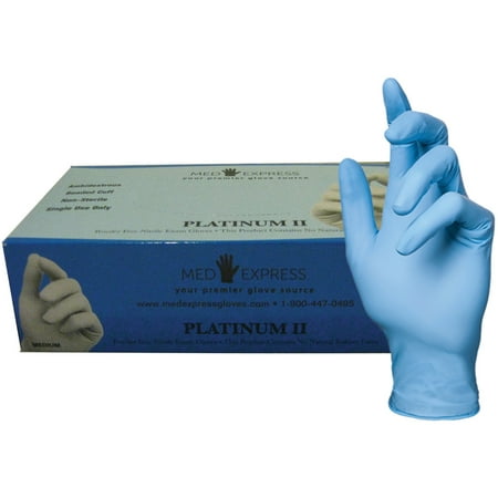 Platinum II Medical Grade Soft Nitrile Disposable Gloves, N-PFE2-100-XS-BX, (Pack of 100)