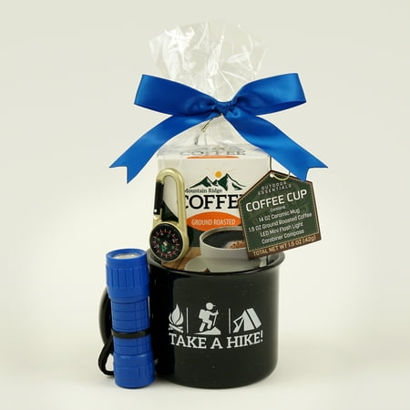 Wondertreats Brand -Christmas Gift Baskets & Set 1.5oz Coffee, Mug, Flashlight and Compass