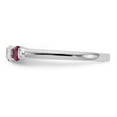 thumbnail image 3 of 14K White Gold Ring Band Gemstone Diamond Round Ruby Red, Size 5, 3 of 7