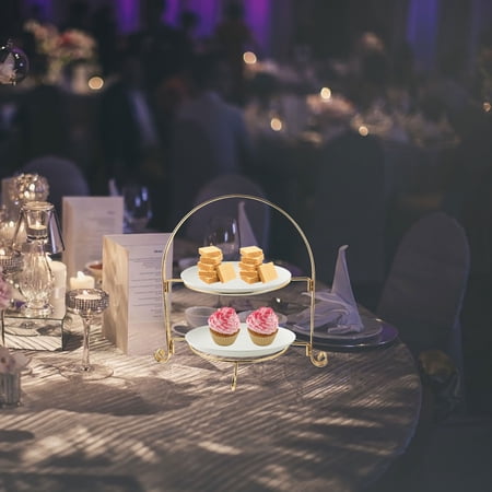 KAKOWELY Tiered Cake Stand in Plated Gold Metal for Wedding and Birthday Dessert Table