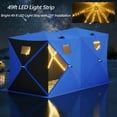 thumbnail image 7 of Pop Up Ice Fishing Shelter with LED Light Strip, Windproof Insulated Ice Fishing Tent Portable Hub Frame for 6-8 Person Winter Ice Fishing, Blue+Black, 7 of 7