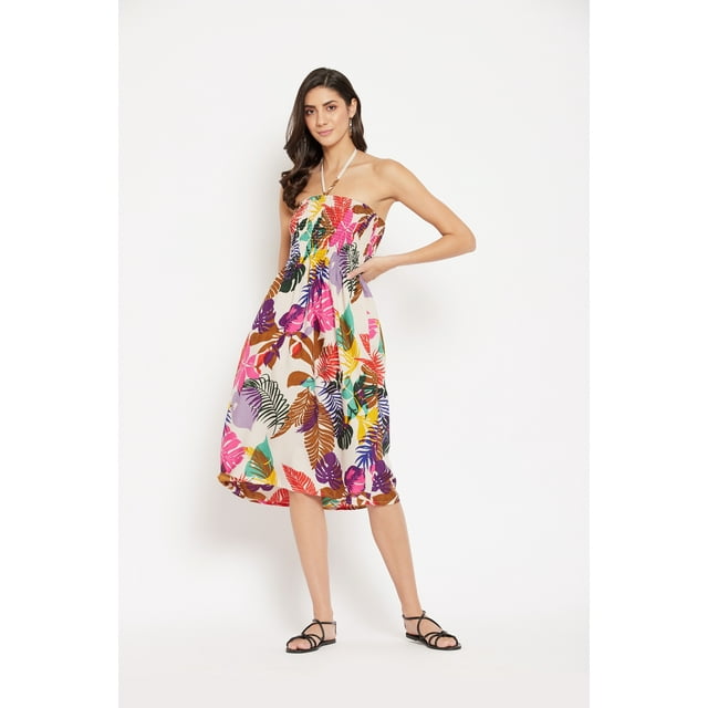 Oussum Robe Tube Courte pour Femmes Sans Manches, Robes d'Été, Multicolore