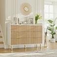 thumbnail image 1 of Commode Cannelée à 6 Tiroirs en Chêne, Commode Double Moderne de 47,2 Pouces avec Poignées en Métal et Design Courbé - Armoire de Rangement Grand pour Chambre, Salon et Entrée, 1 of 7