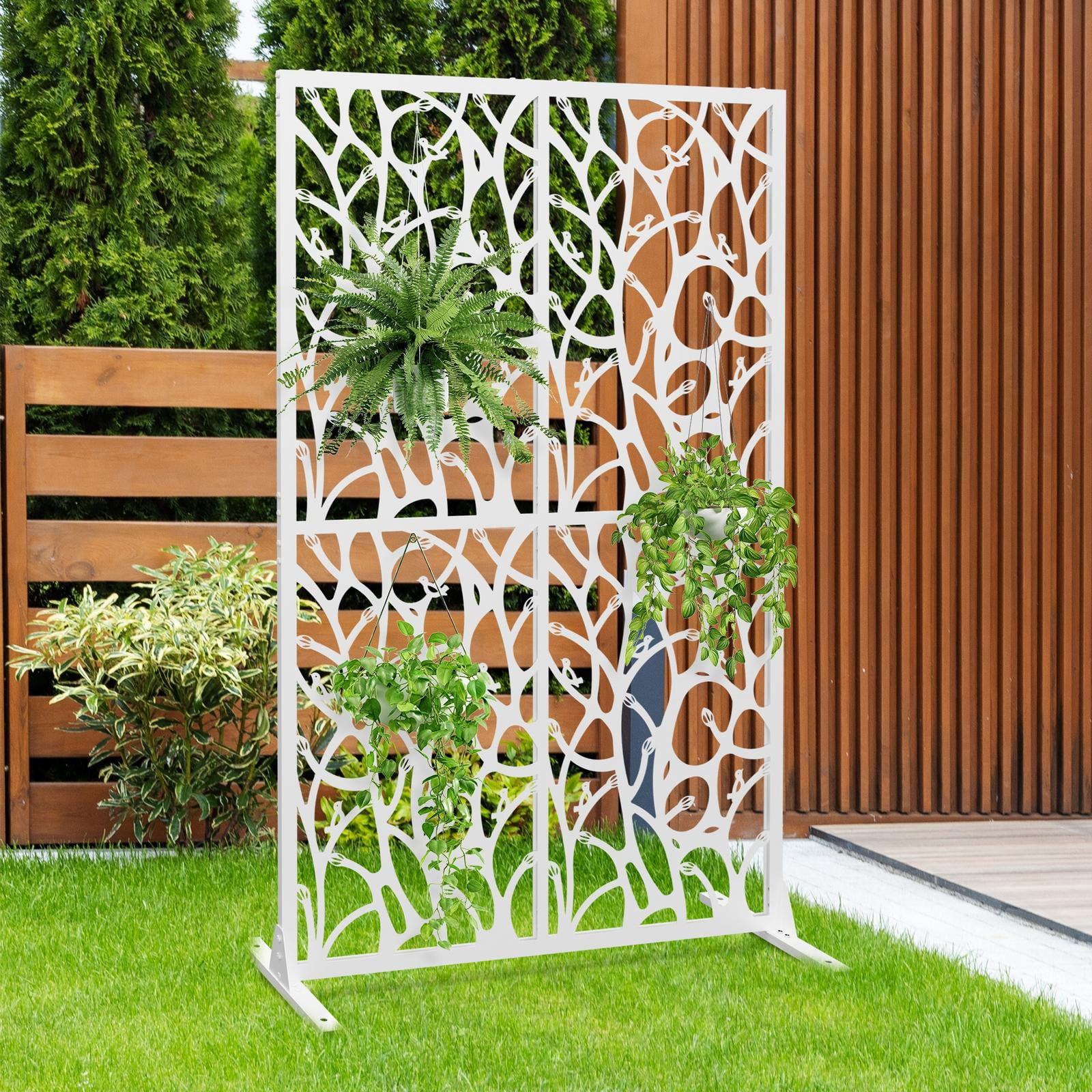 Holaki Metal Privacy Screen, 72" H x 45.3" W, Freestanding Decorative Room Divider for Balcony, Patio, Garden, Waterproof & Rustproof with Bird Shape Hollow Design, Easy Assembly