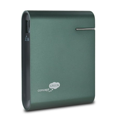 Concept Green Brushed Aluminum 10400mAh Portable Charger, Graphite