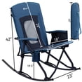 thumbnail image 3 of PORTAL Folding Camping Rocking Chair, Portable Outdoor Rocker with Mesh High Back, Supports 400 lbs, Blue, Set of 2, 3 of 9