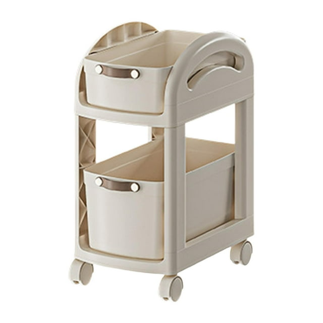 Carrito rodante con ruedas Estantería móvil Gran capacidad Multifuncional Utilidad 2 capas blanco