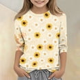 thumbnail image 2 of Girls Cute Summer Tops Size 6-7 Soft Casual 3/4 Sleeve Crew Neck Girls Shirts Funny Daisy Printed T-Shirts Girls Clothes Tunic Tops Yellow 9-10 Years, 2 of 5