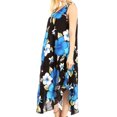 thumbnail image 3 of Sakkas Aba Women's Casual Summer Floral Print Sleeveless Loose Dress Cover-up - B-Blue - One Size, 3 of 5
