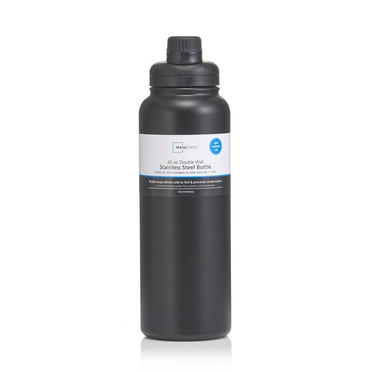 Mainstays 40 fl oz Rich Black Insulated Stainless Steel Water Bottle with Narrow Mouth
