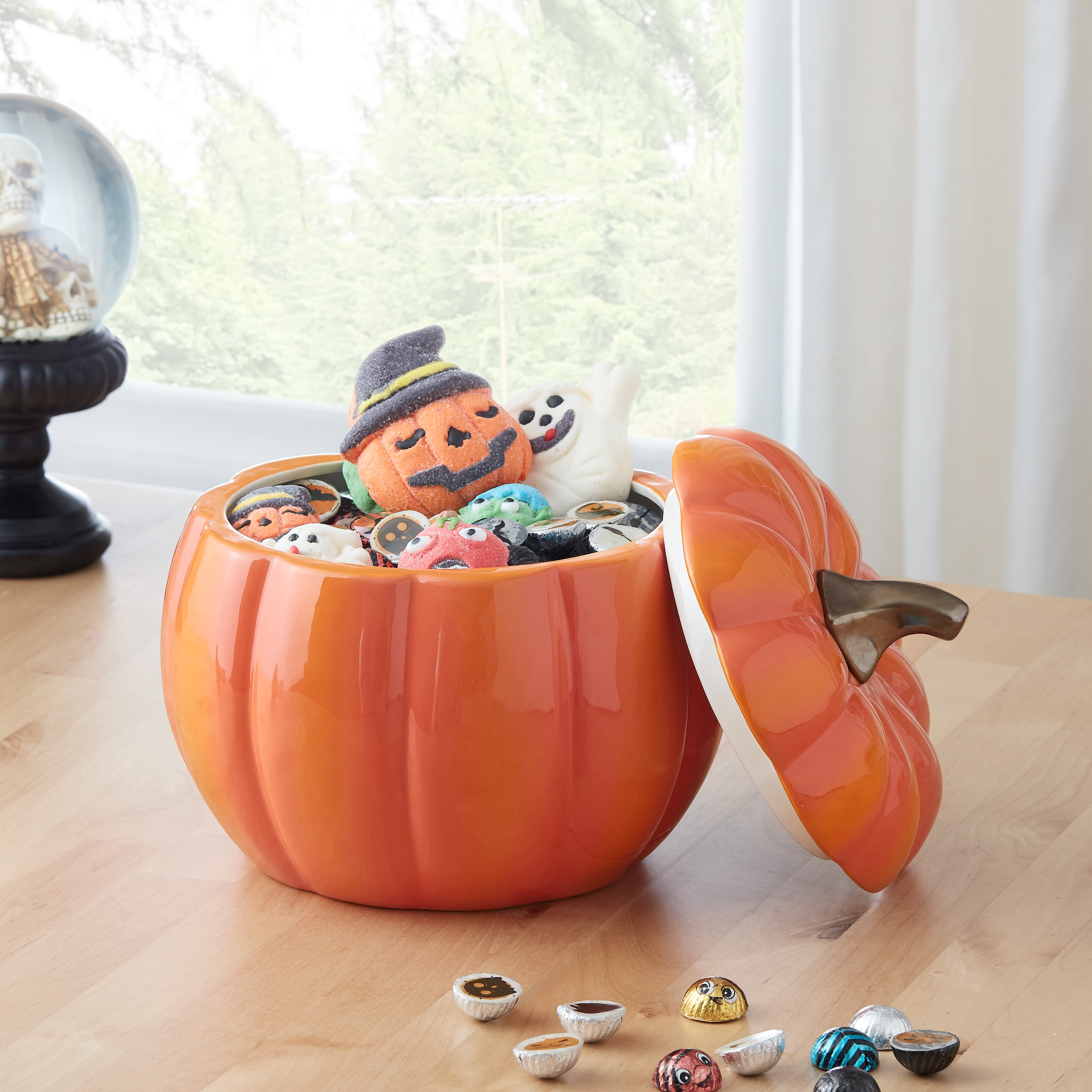 Way To Celebrate Large Halloween Pumpkin Cookie Jar with Lid, 8.27