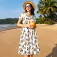 thumbnail image 4 of Lsque Teckel Chiot Imprimé Robe Décontractée T-Shirt Été Manches Courtes Col Rond Robes Évasées, 4 of 6
