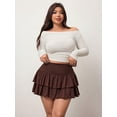 thumbnail image 3 of Womens Minimalist A Line Skirt Tiered Ruffle Hem High Waisted Mini Skirt, 3 of 5