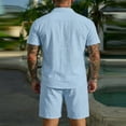thumbnail image 4 of Letdown Men's Linen 2 Piece Short Set Summer Lightweight Beach Outfits Hollow Out Button Down Shirt and Shorts Solid Color Matching Sets, 4 of 6