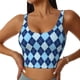 thumbnail image 1 of Balery Blue Squares Sujetadores deportivos con espalda cruzada para mujer, acolchados, sin costuras, de alto impacto, ideales para yoga, gimnasio, entrenamiento y fitness.-, 1 of 8