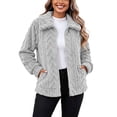 thumbnail image 3 of Womens Winter Warm Coats Full Zip Long Sleeve Double-sided Velvet Short Fleece Jacket Loose Outerwear With Pockets, 3 of 7
