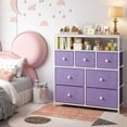 thumbnail image 5 of HYJY Dresser for Bedroom with 7 Drawers, Purple Dressers & Chests of Drawers, Dresser for Clothes Storage with Wooden Top and Metal Frame, Entertainment Center, Purple, 5 of 17