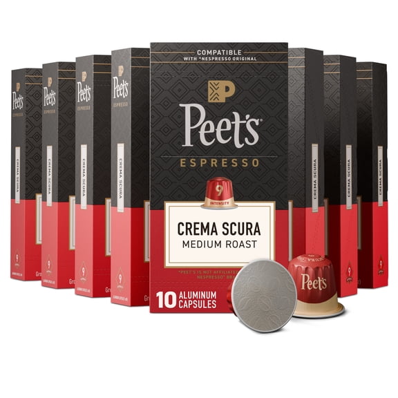 (10 pack) Peet's Coffee Crema Scura Premium Medium Roast Intensity 9 Espresso Coffee Pods, 10 Count