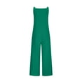 thumbnail image 5 of QATAINLAV Linen Jumpsuits for Women 2025 Summer Sleeveless Straps Overalls Rompers Baggy Wide Leg Onesie Pants with Pockets Vacation Outfits Green XXL Back to College Sales, 5 of 7