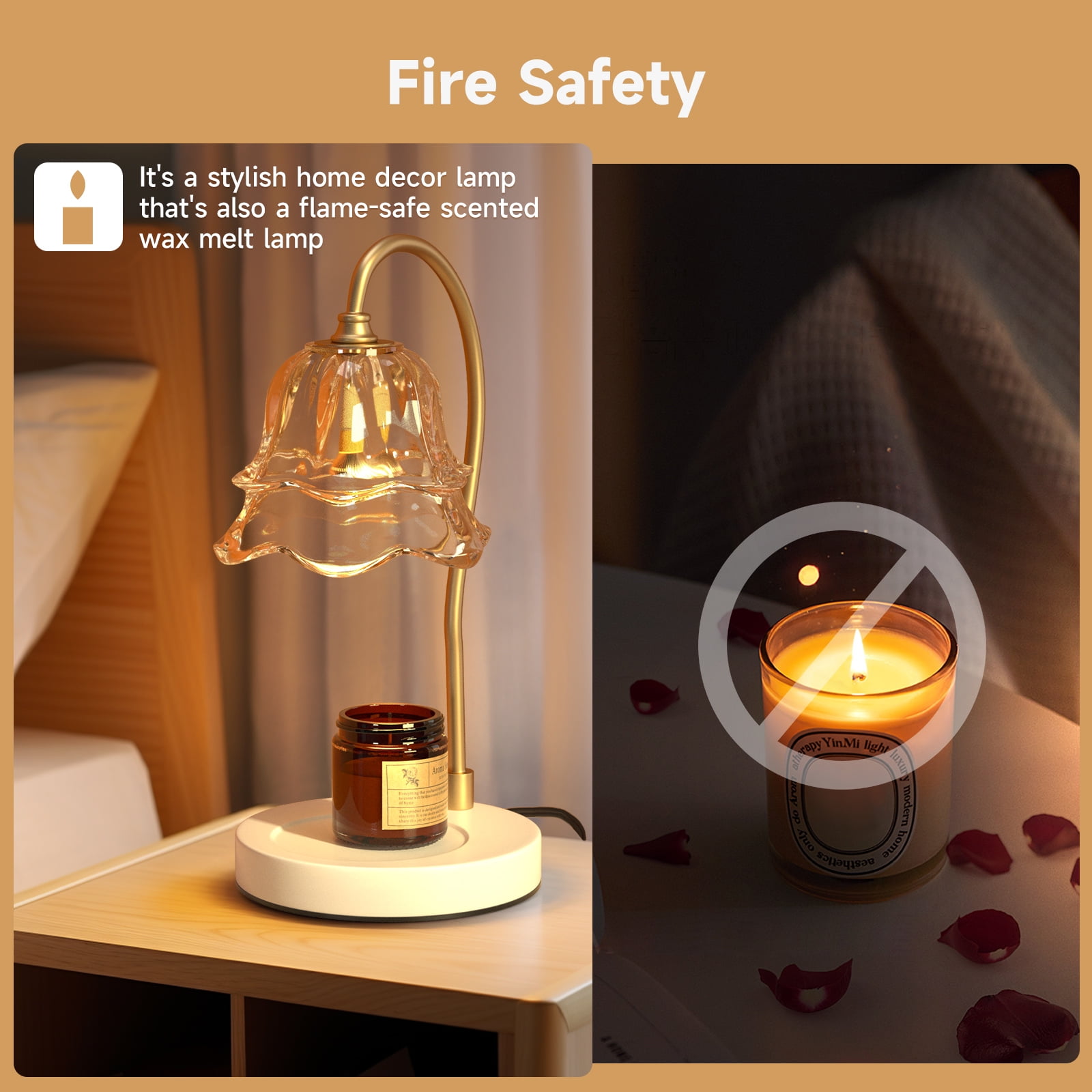 TOPTENG Candle Warmer Lamp, Dimmable Lantern with Timer, Wax Melt for Scented Candles, Compatible with Small & Large Jar, with 2 Light Bulbs Flower