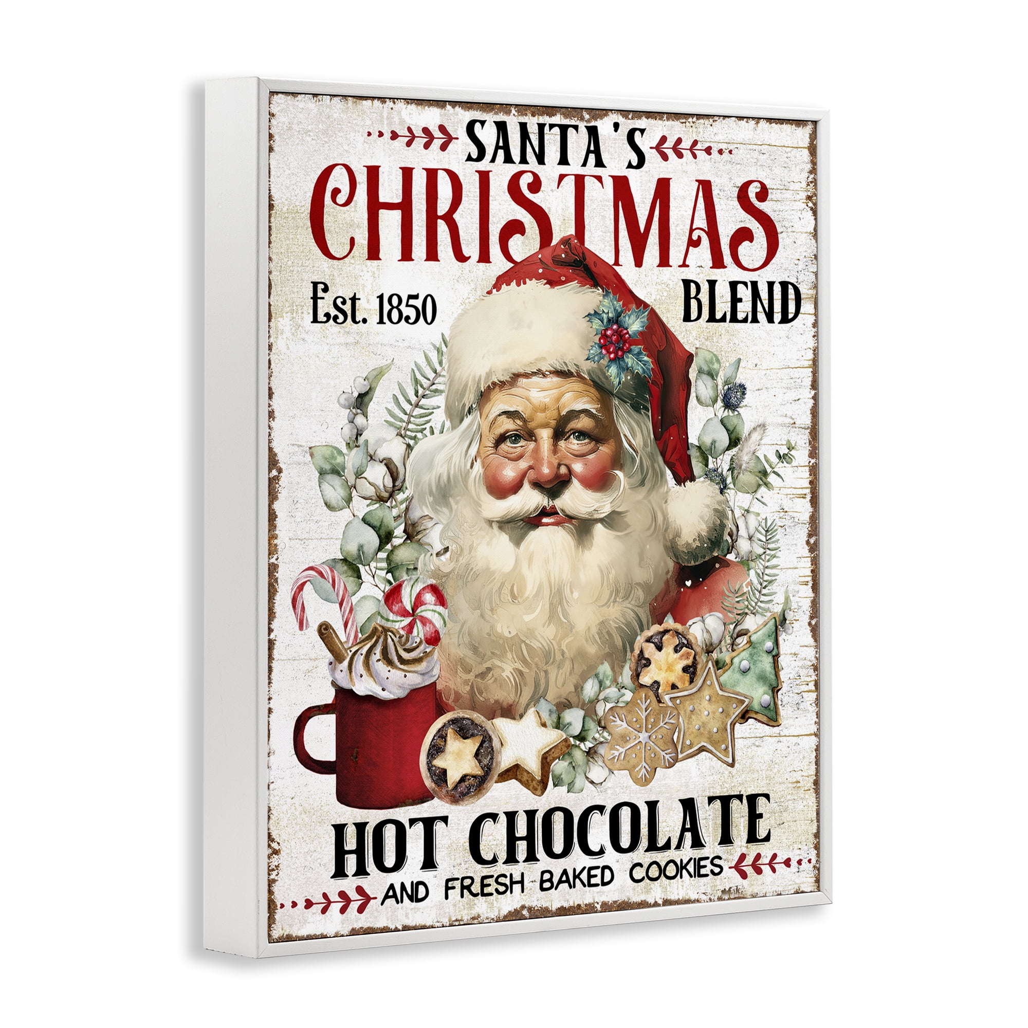 Stupell Industries Santa's Christmas Blend Holiday Painting White Framed Art Prints Wall Art, 16 x 20