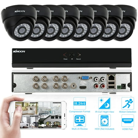 - KKmoon 8CH H.264 1080P Hybrid NVR AHD TVI CVI DVR 5-in-1 Surveillance Security System with 8pcs 800TVL IR-CUT CCTV Camera