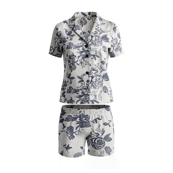 Pijama Secret Treasures para Dama Set Camisero Manga Corta con Short Marino Talla G 2 Piezas