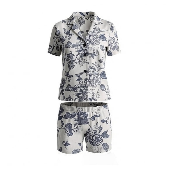 Pijama Secret Treasures para Dama Set Camisero Manga Corta con Short Marino Talla G 2 Piezas