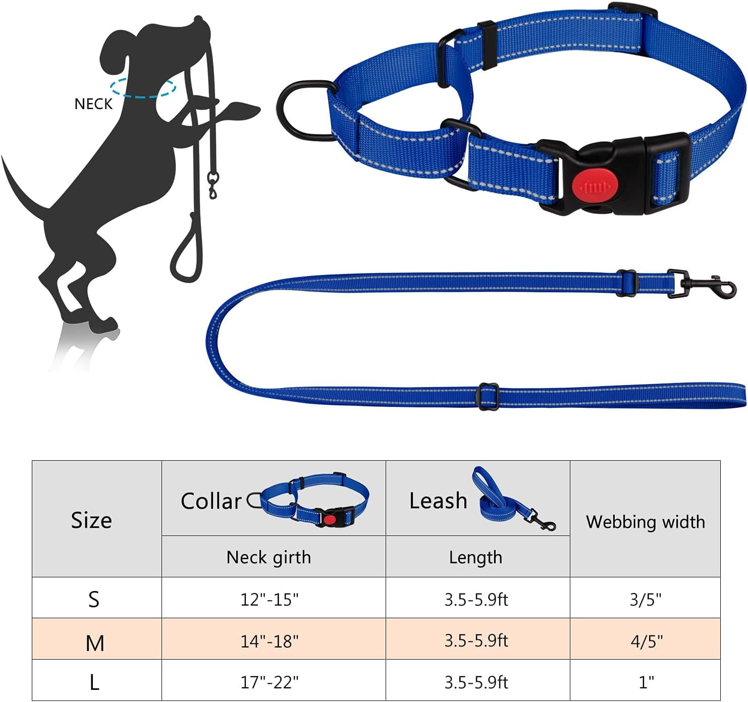 Solennerer Dog Collar Dog Leash Sets Heavy Duty Pet Leash Lead Rope for Small Medium Large Dogs Walking Running Training