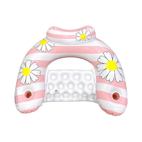 1pc Inflatable U-Shaped Daisy Pool Float with Backrest Durable PVC Floating Raft for Beach Lake Swimming Pool Party