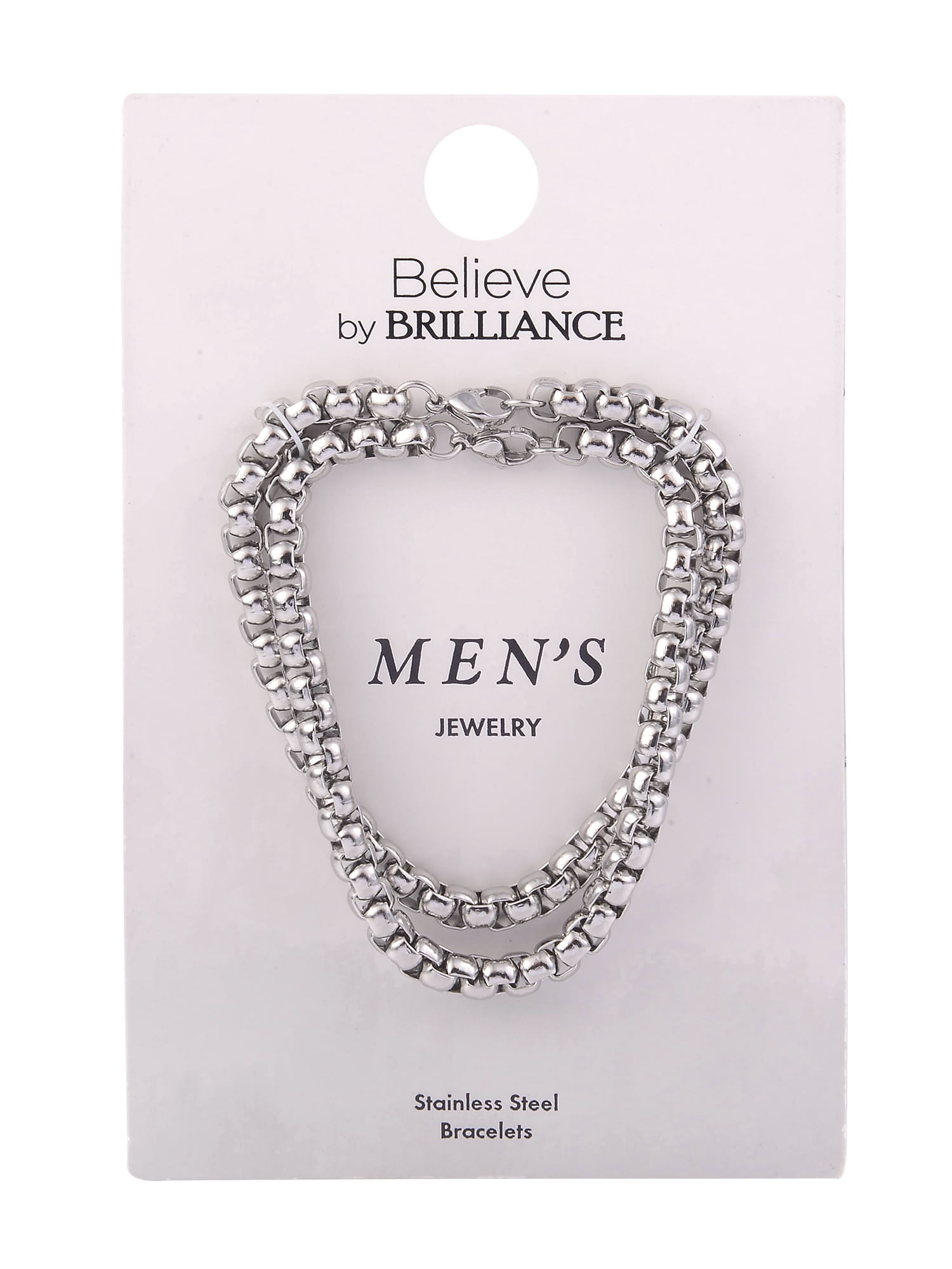 Believe by Brilliance Adult Male SS Box Chain Bracelet Set