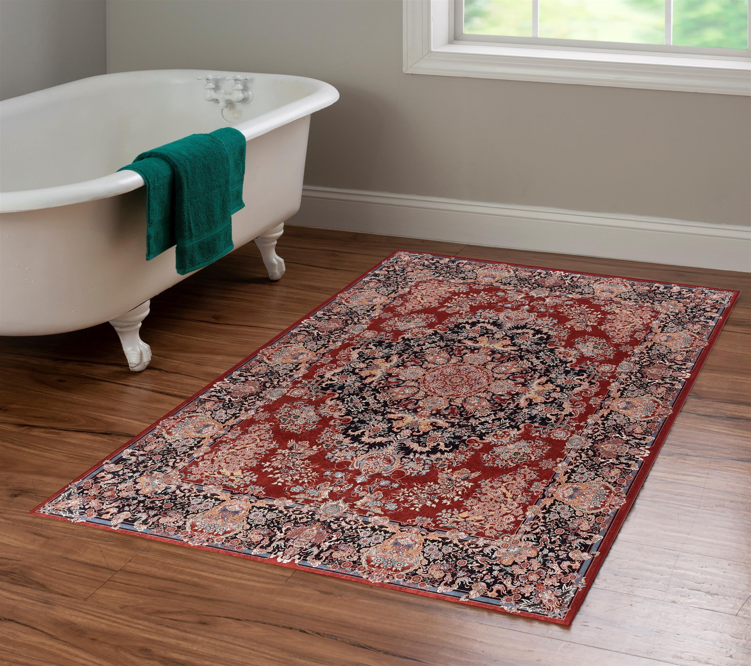 Linon Eclipse Martin Woven Polyester 3'3"x 5' Rug in Red