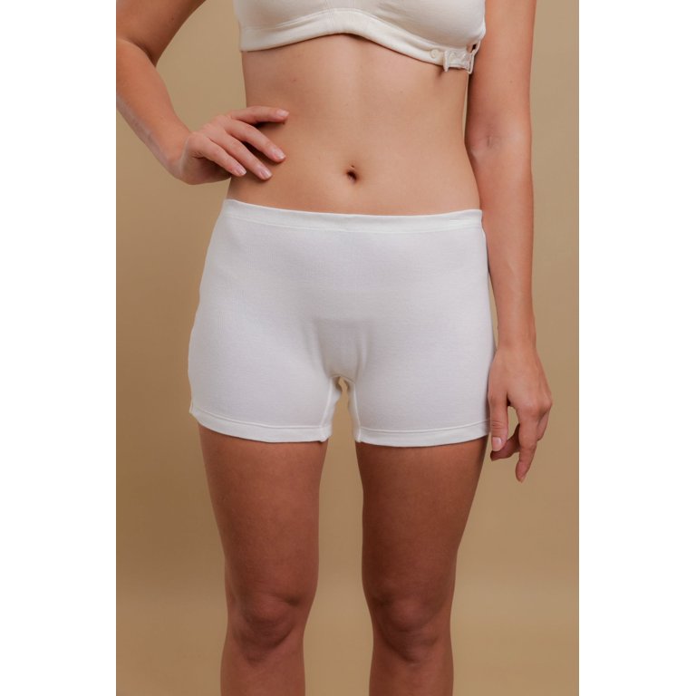 Women's Cottonique W22223 Latex Free Organic Cotton Boyleg Panty - 2 Pack  (Natural 9)